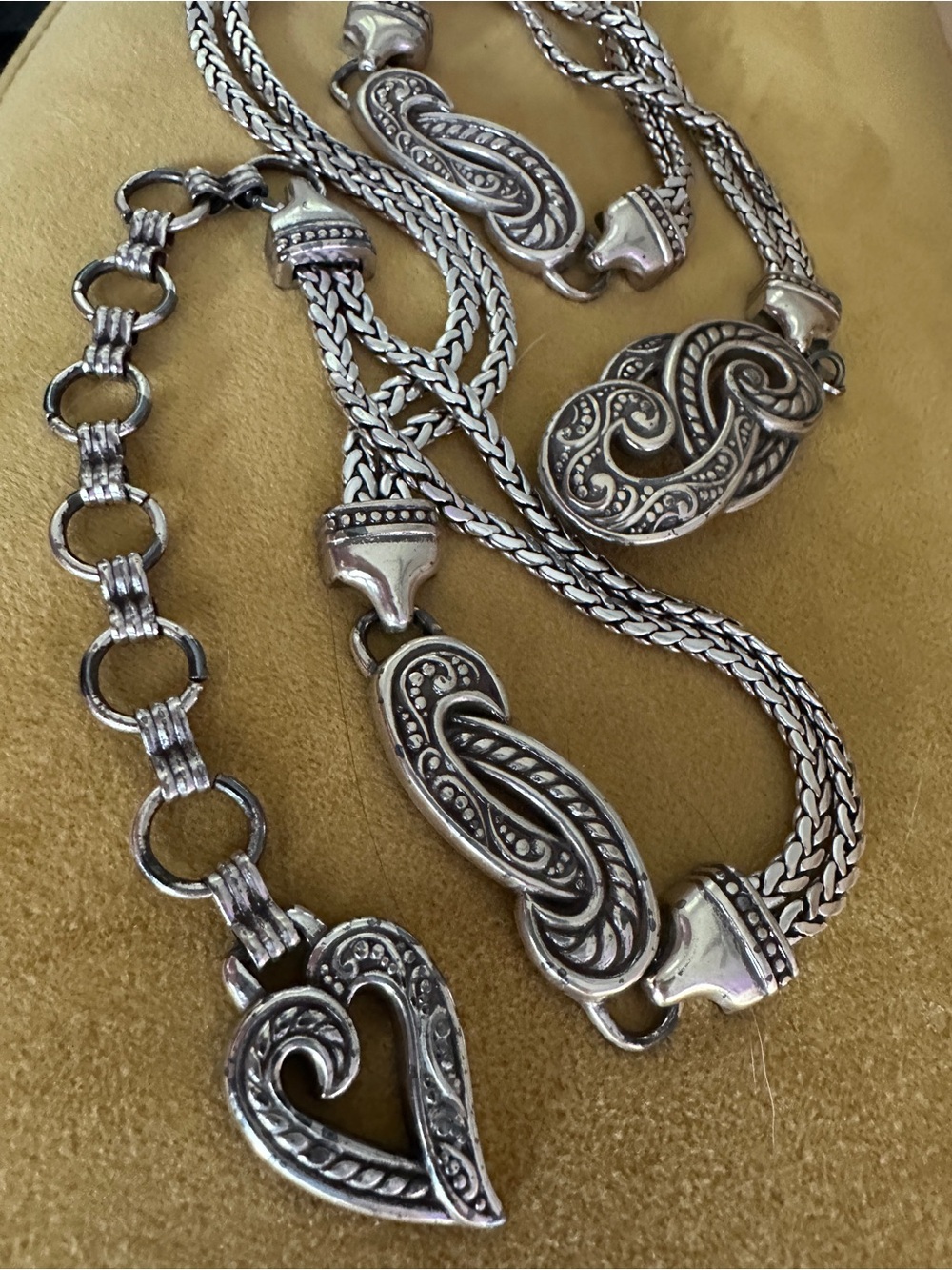 Brighton Sterling-Style Silver Heart & Scroll Pendant Necklace